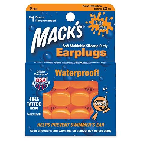 Mack's Pillow Soft Earplugs Hot Orange Kid Size / 6 pairs