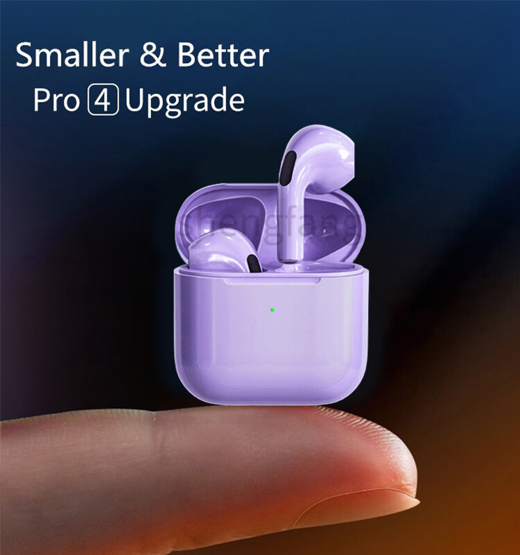 New purple upgrade TWS aripodding Pro4 Bluetooth Wireless Earphone Headphone Earbuds for Smart Mobile