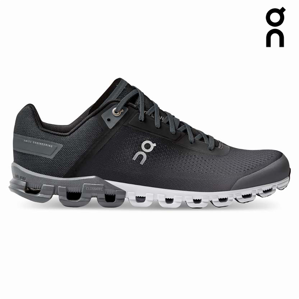 ON Men Cloudflow Wide Road Running Shoes - Black / Aspahlt