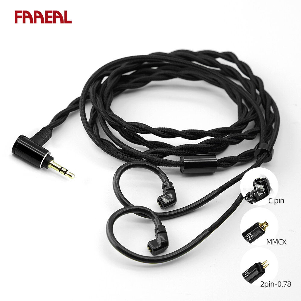 FAAEAL Replacement Earphone Cable For KZ EDX ESX ZEX ZSN AS16 PRO DQ6 CCA CA4 TRN MT1 PRO BLON BL03 Moondrop Aria KATO TFZ Shure SE215 Headphone Wire MMCX/C Pin/2 Pin 0.75mm 0.78mm Upgrade Earphones A