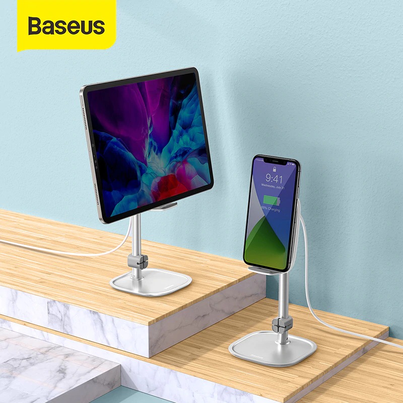 Baseus Telescopic Desktop Holder Stand with 15W Wireless Charger For Universal Mobile Phone Tablet Holder Adjustable Angle Stand