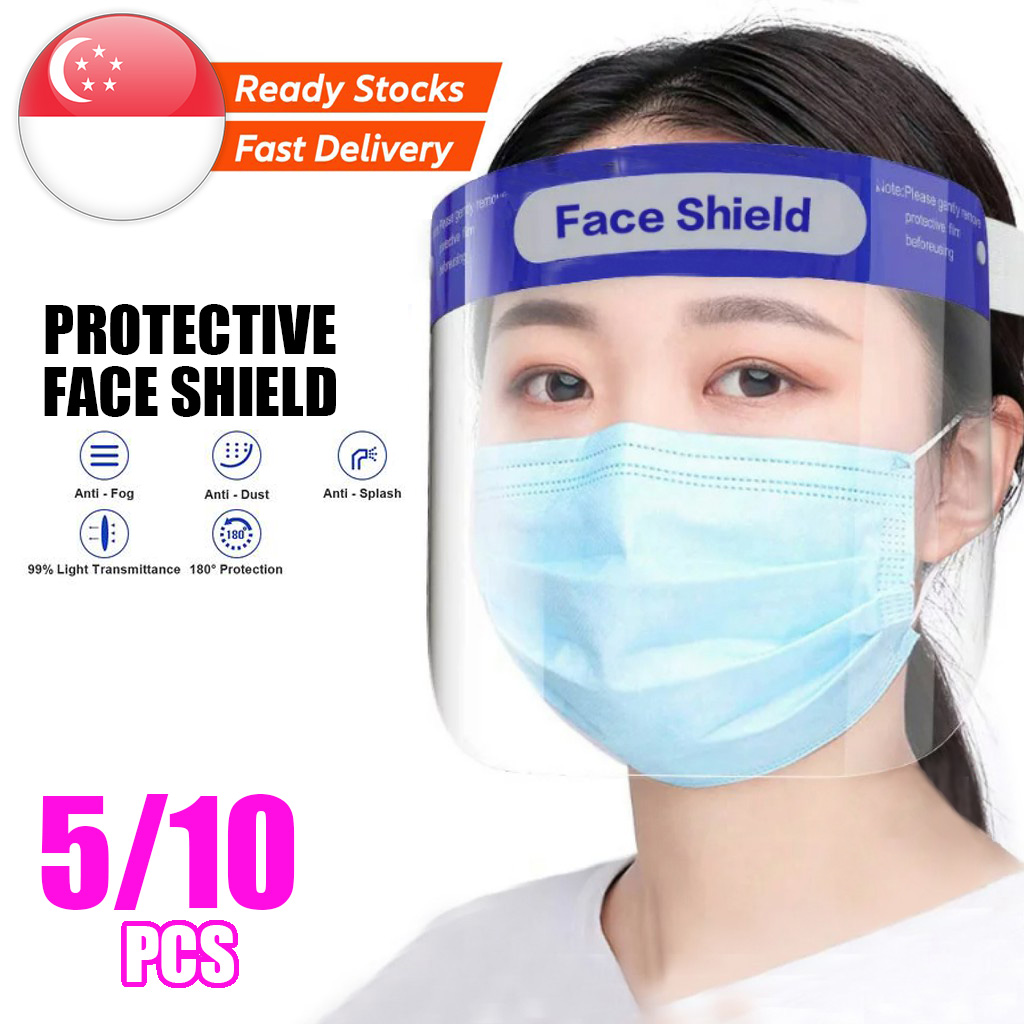 5/10pcs Bundle Adult Face Shields SG Ready Stocks fast delivery. Resuable and washable
