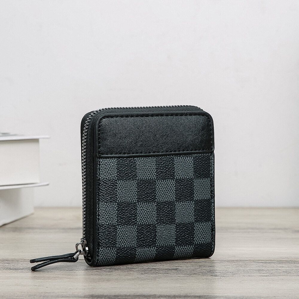 Mens Leather Zipper Wallet RFID Blocking Bifold Secure Zip Around Wallets Multi Credit Card Holder Purse Man Women Smart Wallet Business Cardholde