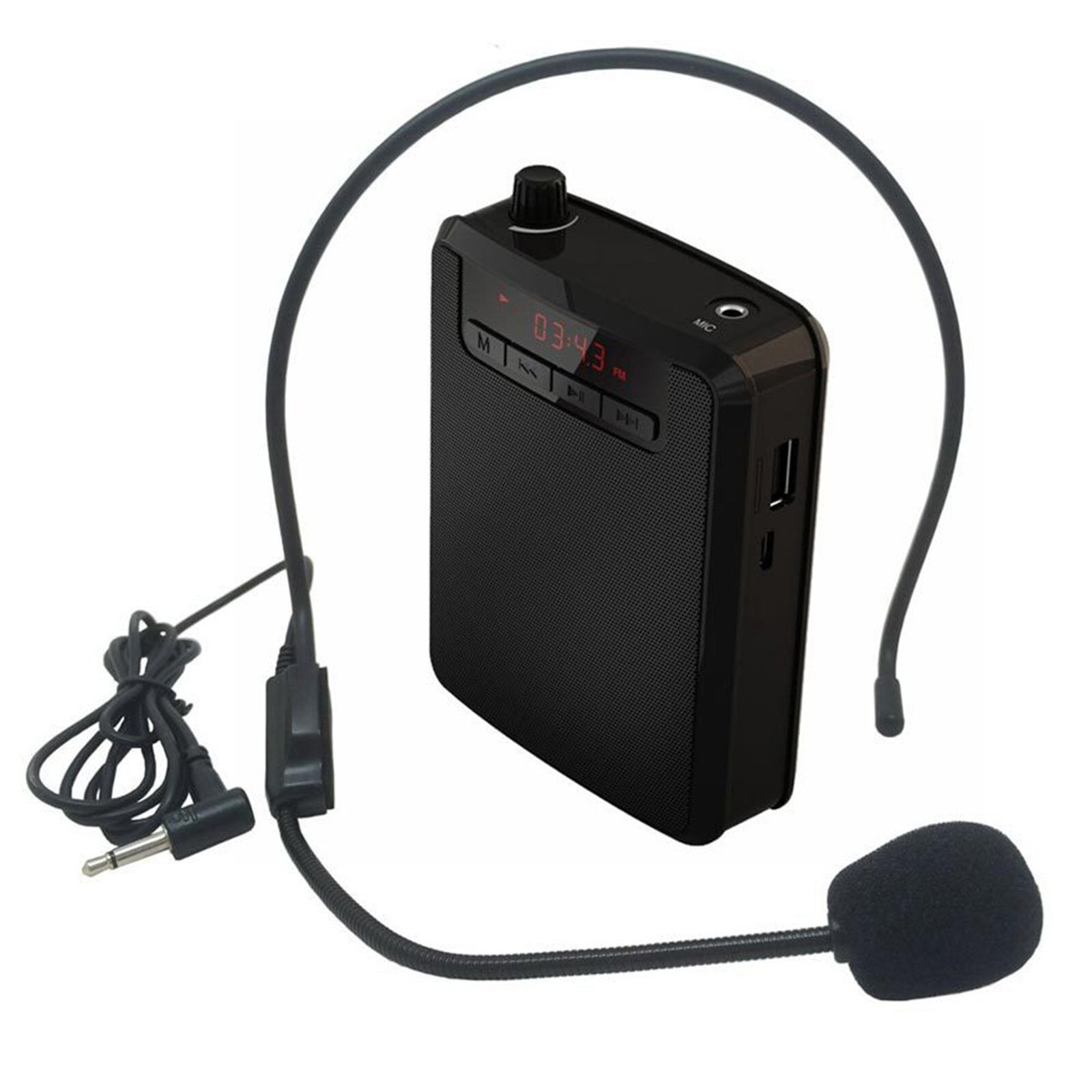 Portable Voice Amplifier Rechargeable Vioce Amplifier with Wired Microphone Headset & Waistband for Teaching Singing Training
